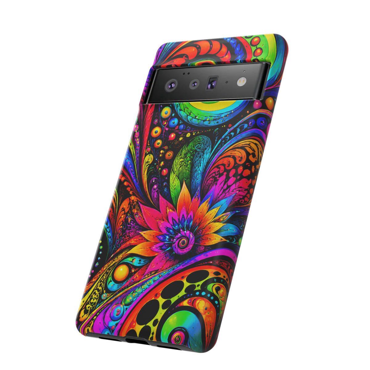 Psychedelic Floral Phone Case — Vibrant Swirl Tough Protective Cover
