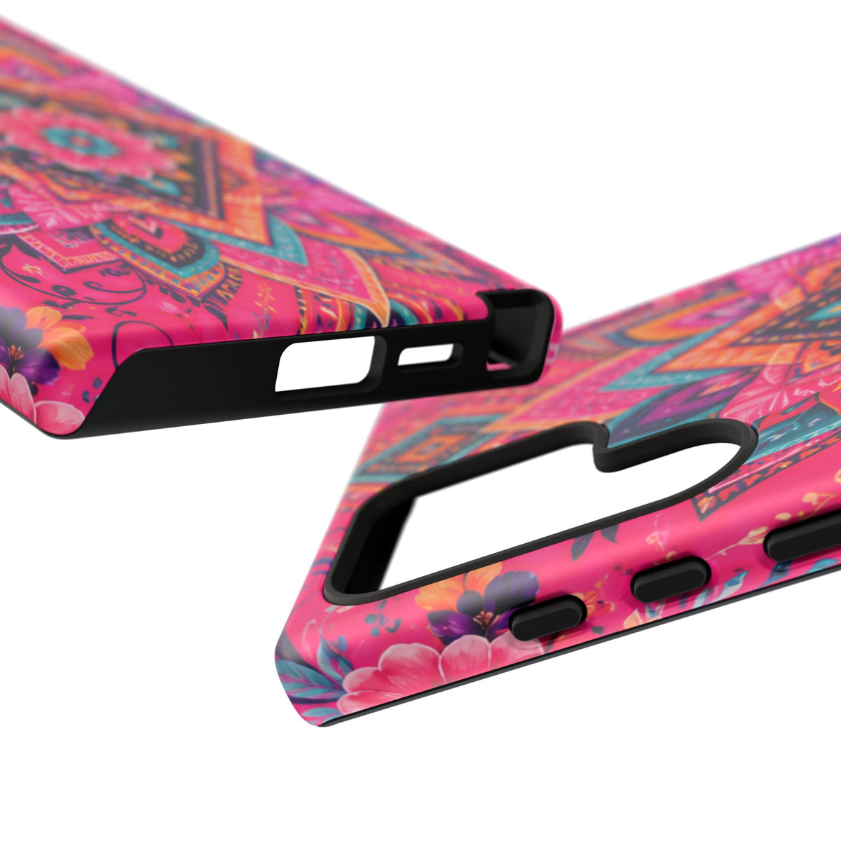 Floral Mandala Tough Phone Case — Pink Boho Protective Cover