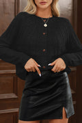 Textured Knit Button-Up Long Sleeve Sweater Cardigan
