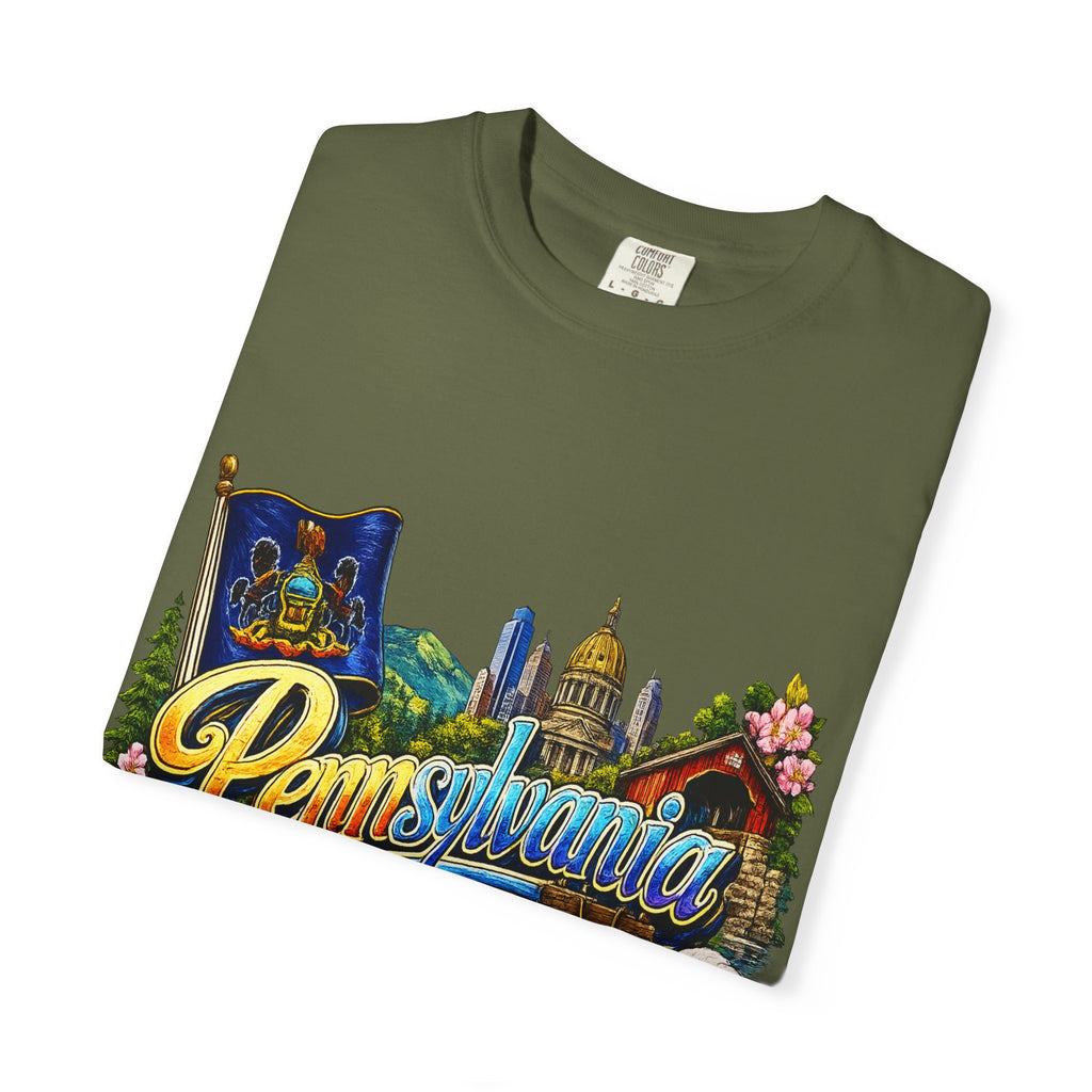 Pennsylvania Vintage Postcard T-Shirt | State Skyline Tee