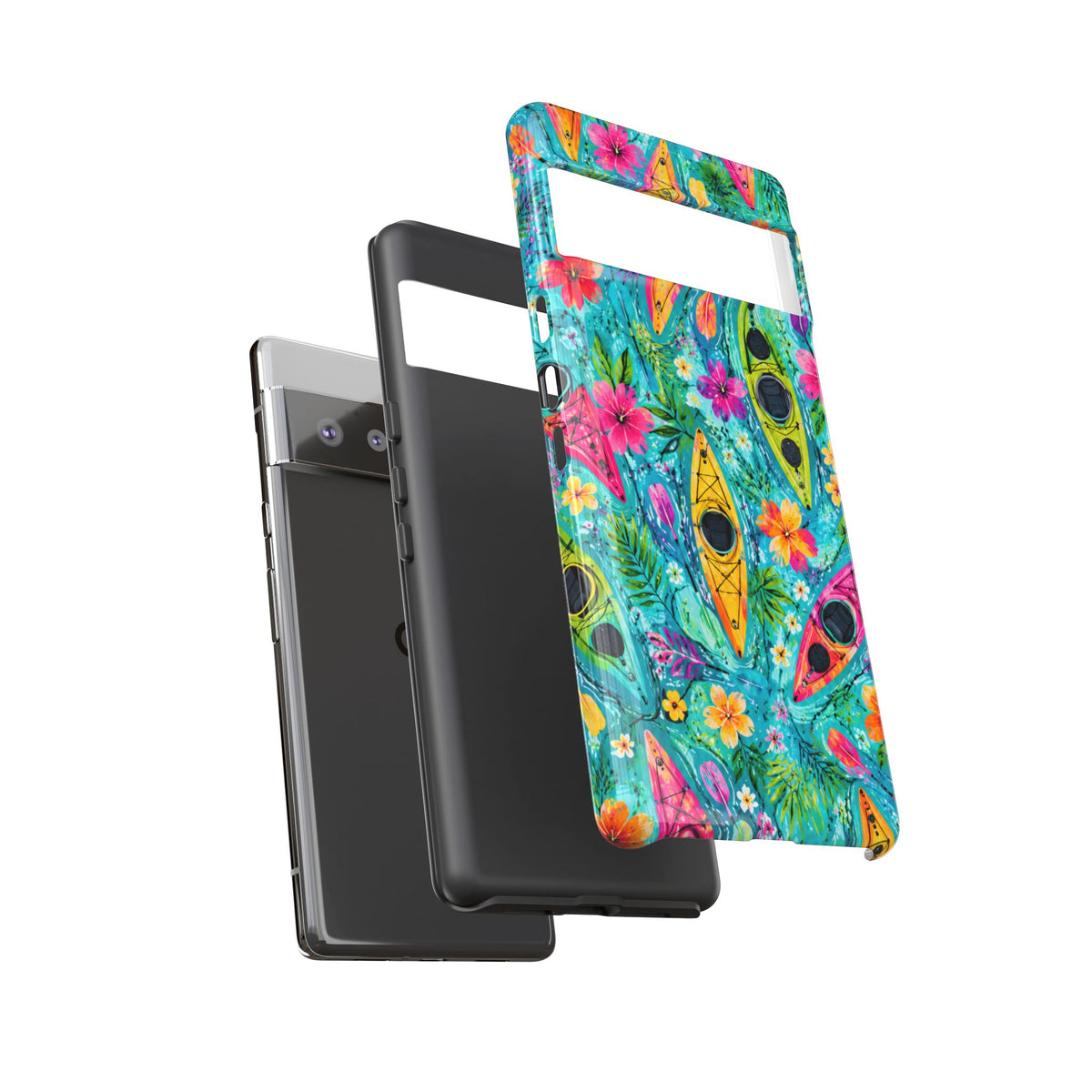 Tropical Kayak Phone Case – Colorful Floral Waterproof Pattern