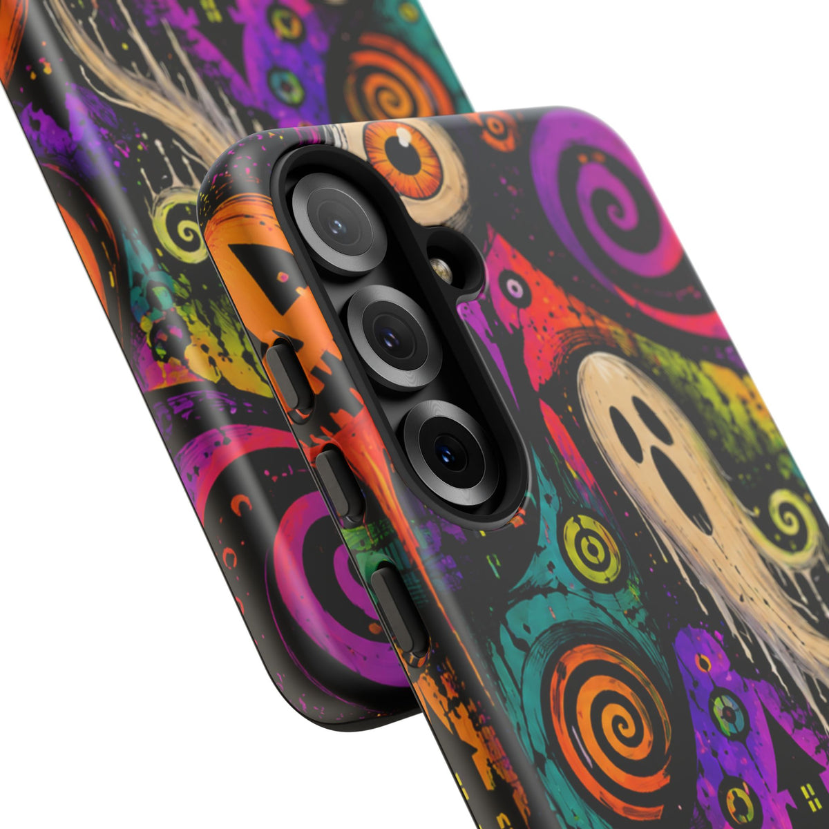 Halloween Ghost Phone Case — Colorful Spooky Skull & Haunted House Tough Case