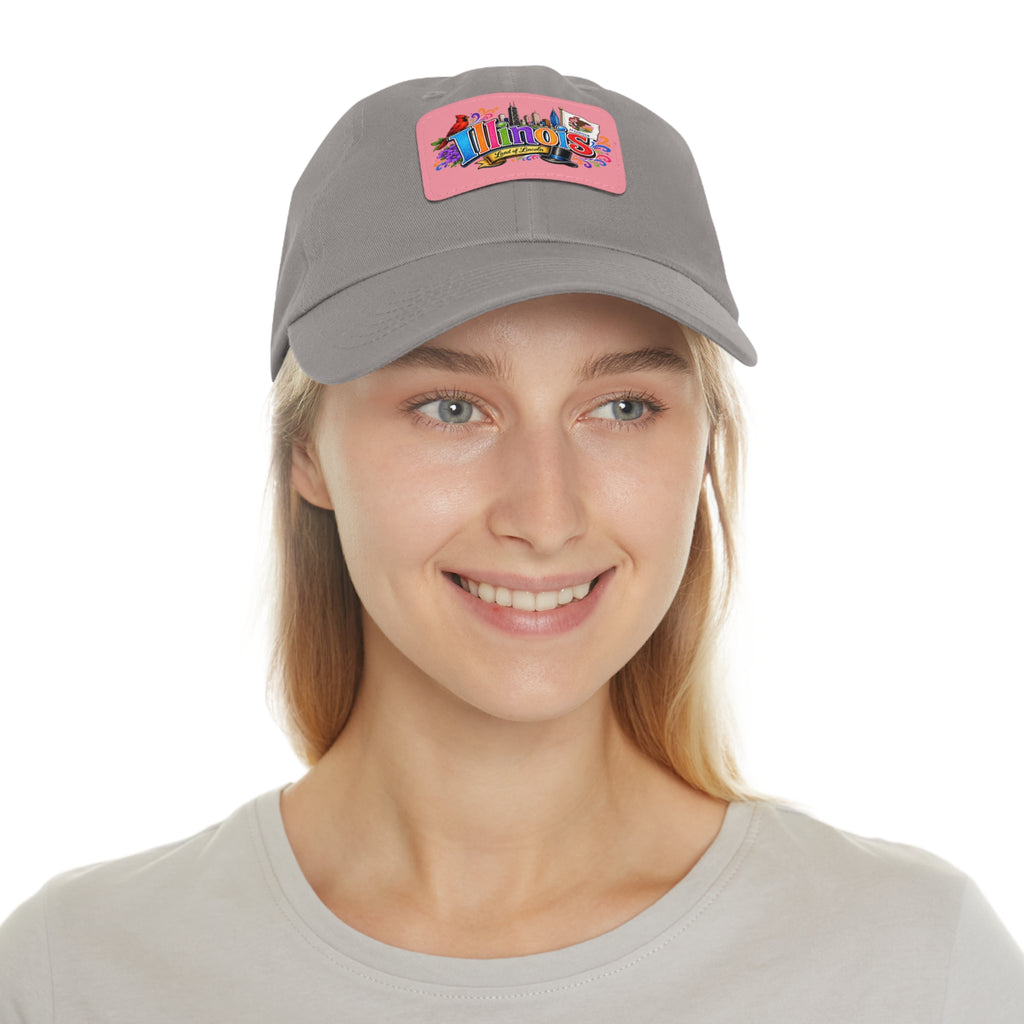 Illinois Patch Dad Hat | Leather Rectangle Patch, State Travel Hat