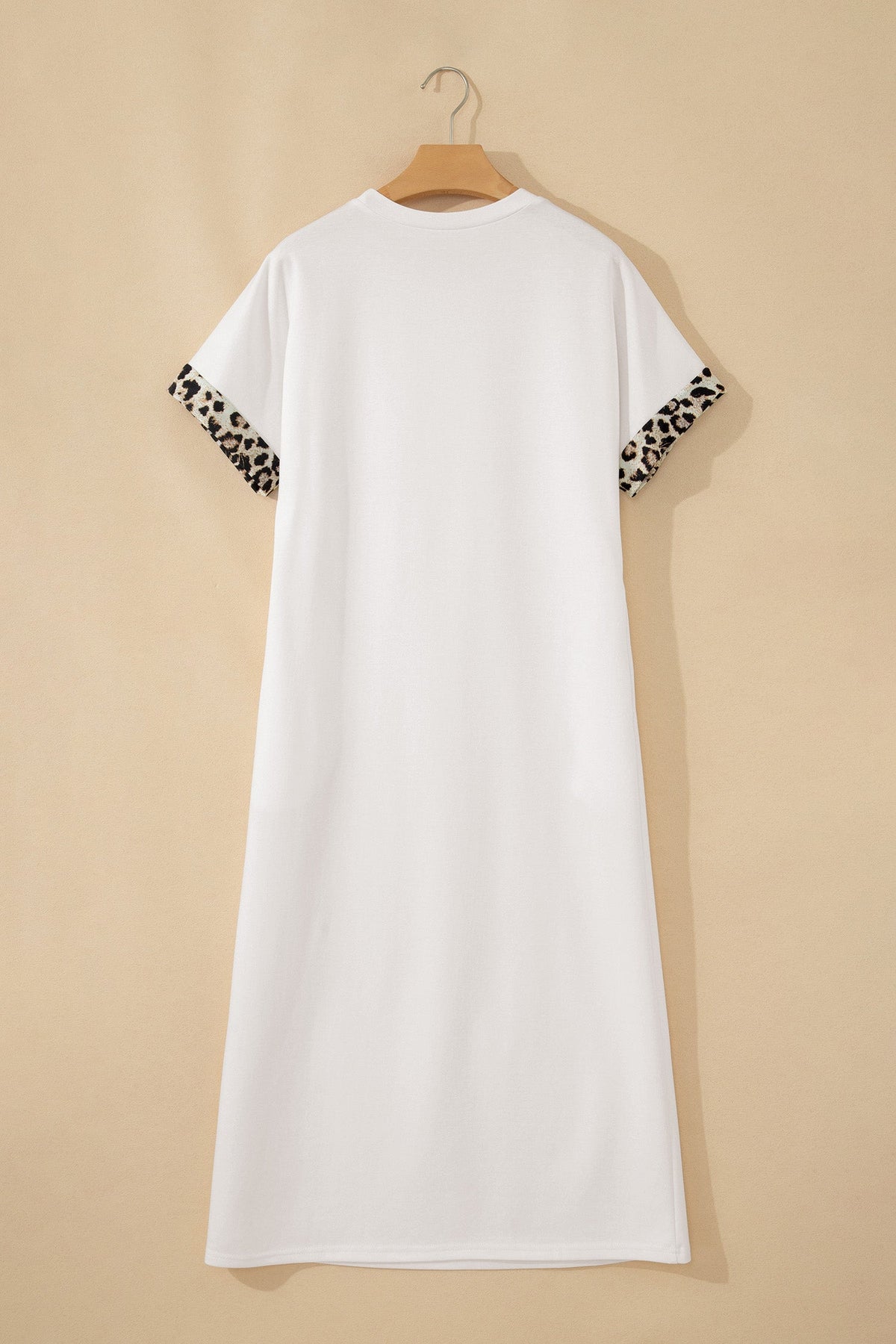 Leopard Bow Patched Short Sleeve T-Shirt Long Dress