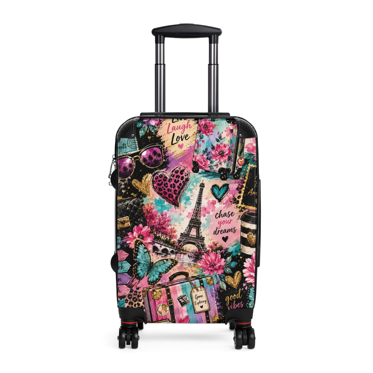 Travel Suitcase - Paris Collage Hard-Side Carry-On with 'Chase Your Dreams' Design