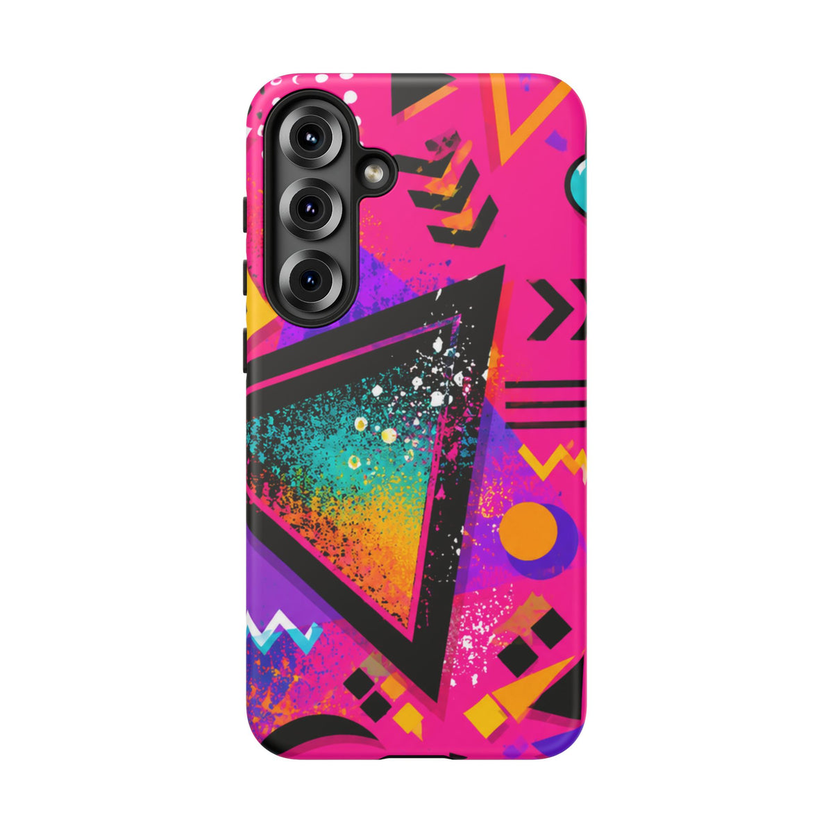 Retro 80s Geometric Phone Case — Neon Triangle Tough Case