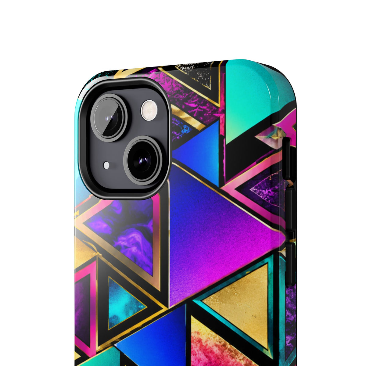 Geometric Neon Triangles Tough Phone Case