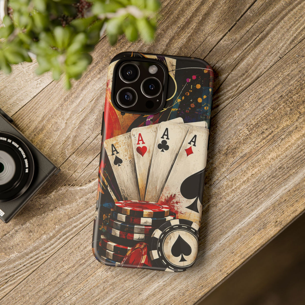 Casino Poker Ace Phone Case — Vintage Playing Cards & Chips Protective Cover