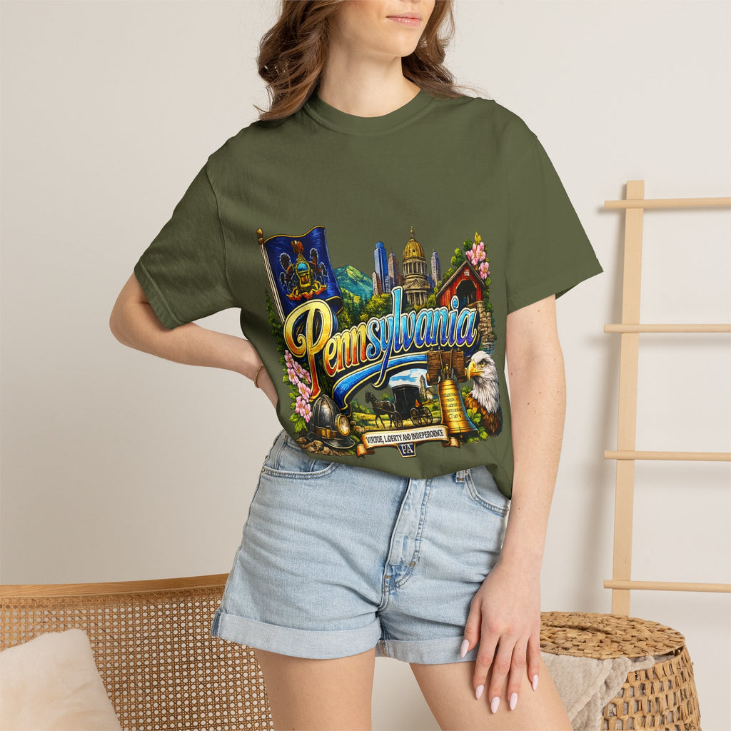 Pennsylvania Vintage Postcard T-Shirt | State Skyline Tee