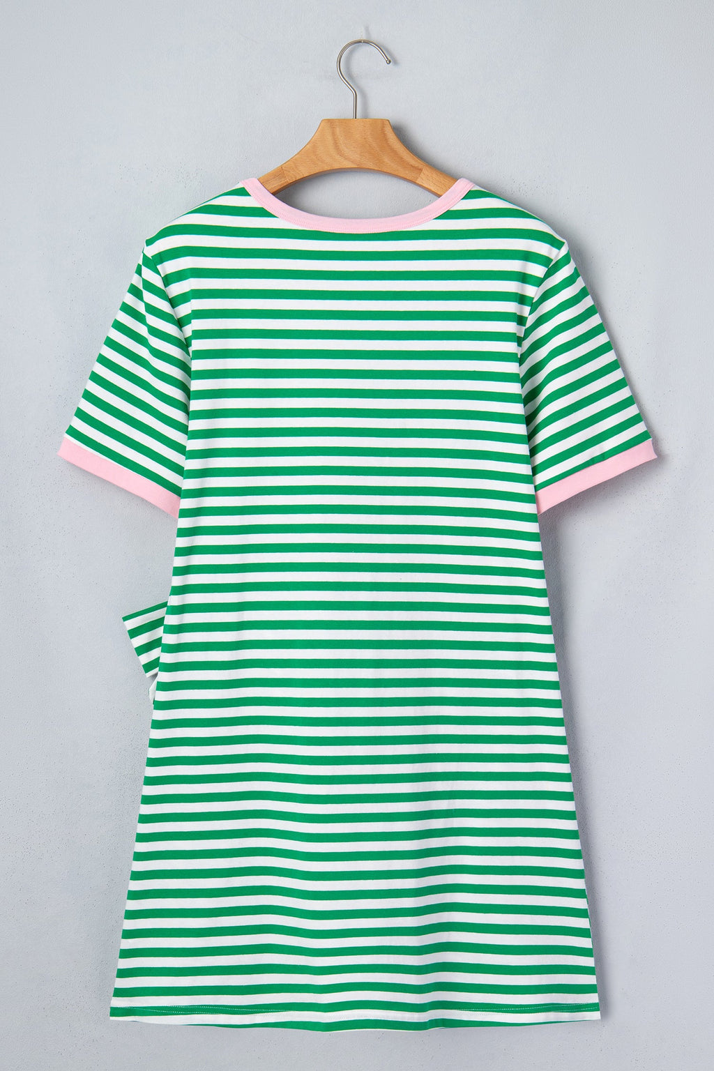 Stripe Contrast Trim Tie Waist Mini Dress
