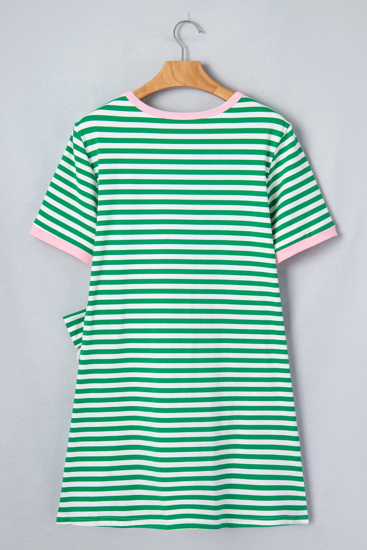 Stripe Contrast Trim Tie Waist Mini Dress