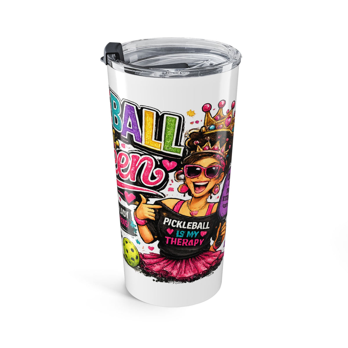 Pickleball Queen Tumbler 20oz | Colorful Sport Graphics