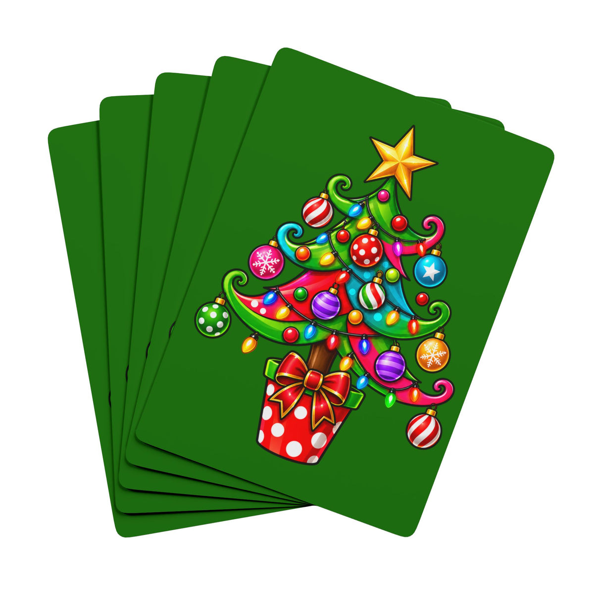 Christmas Poker Playing Cards — Festive Holiday Deck with Decorative Tree Back