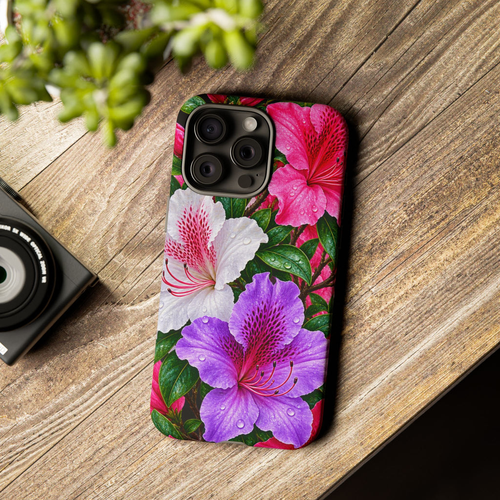Floral Azalea Phone Case — Vibrant Pink & Purple Blossom Protection