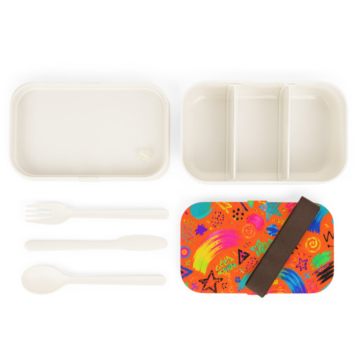 Colorful Graffiti Bento Lunch Box — Neon Paint Stars & Swirls