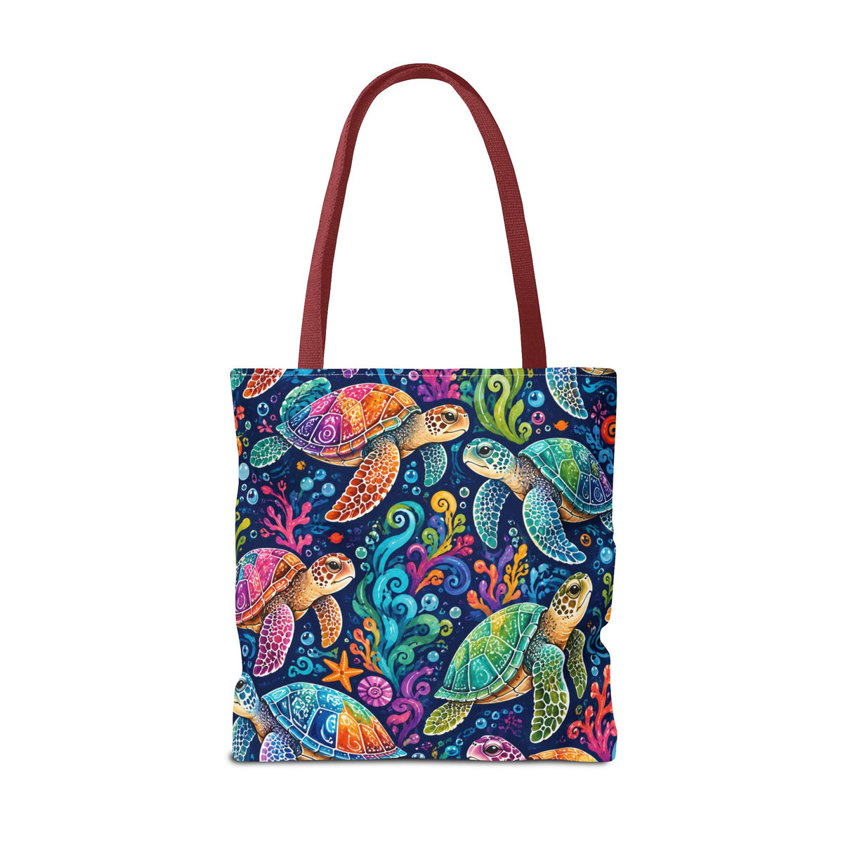 Colorful Sea Turtles Tote Bag — Vibrant Ocean Art Beach Tote