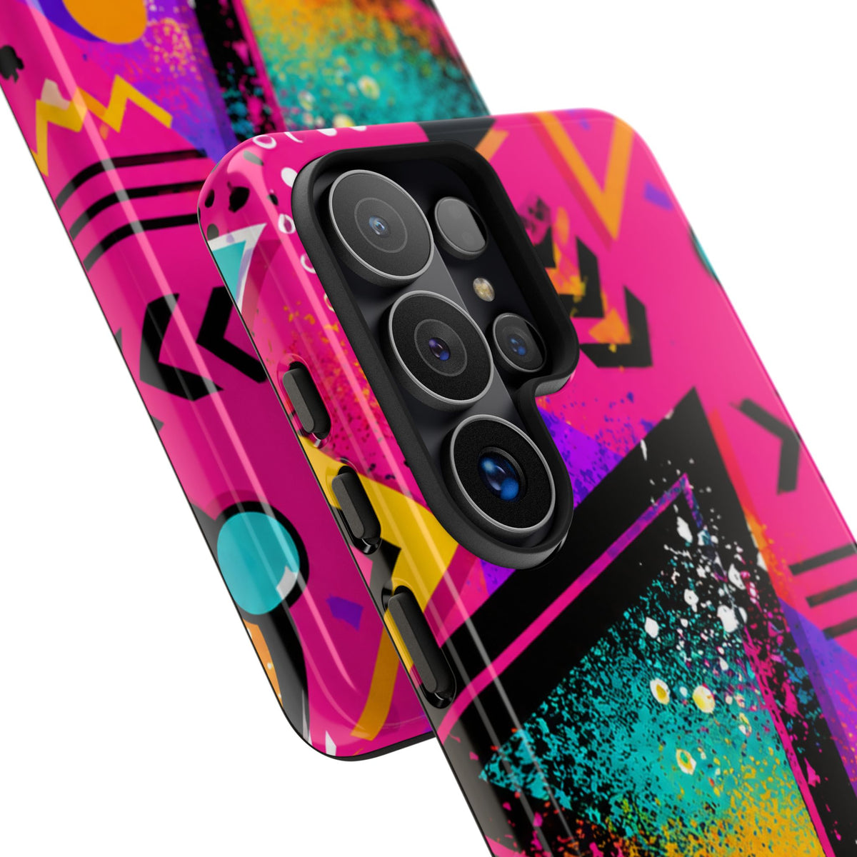 Retro 80s Geometric Phone Case — Neon Triangle Tough Case