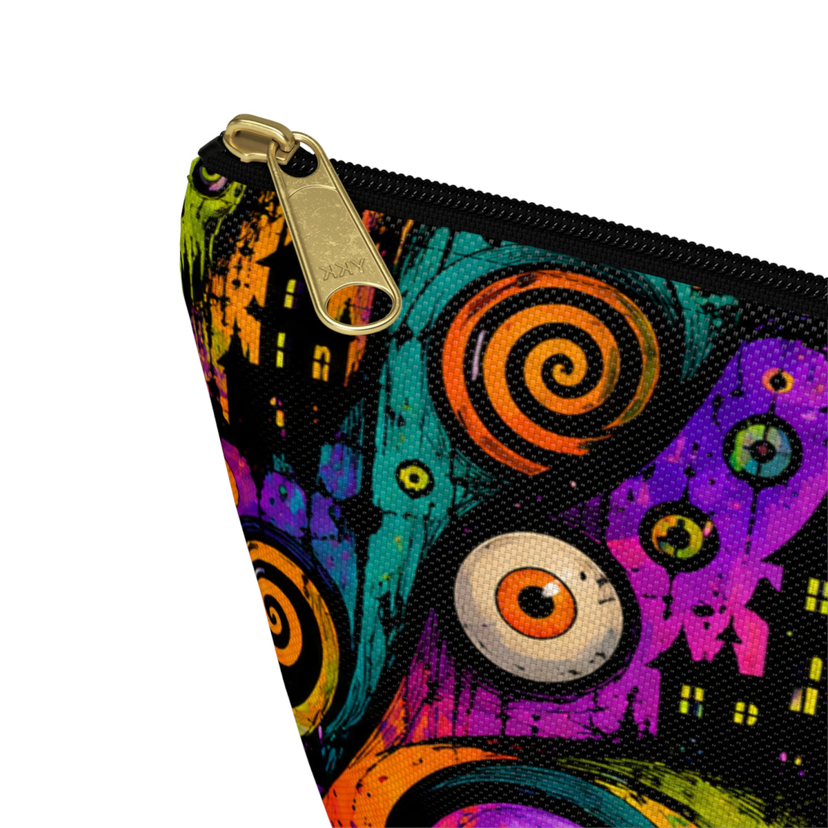 Neon Spooky Halloween Faces Accessory Pouch
