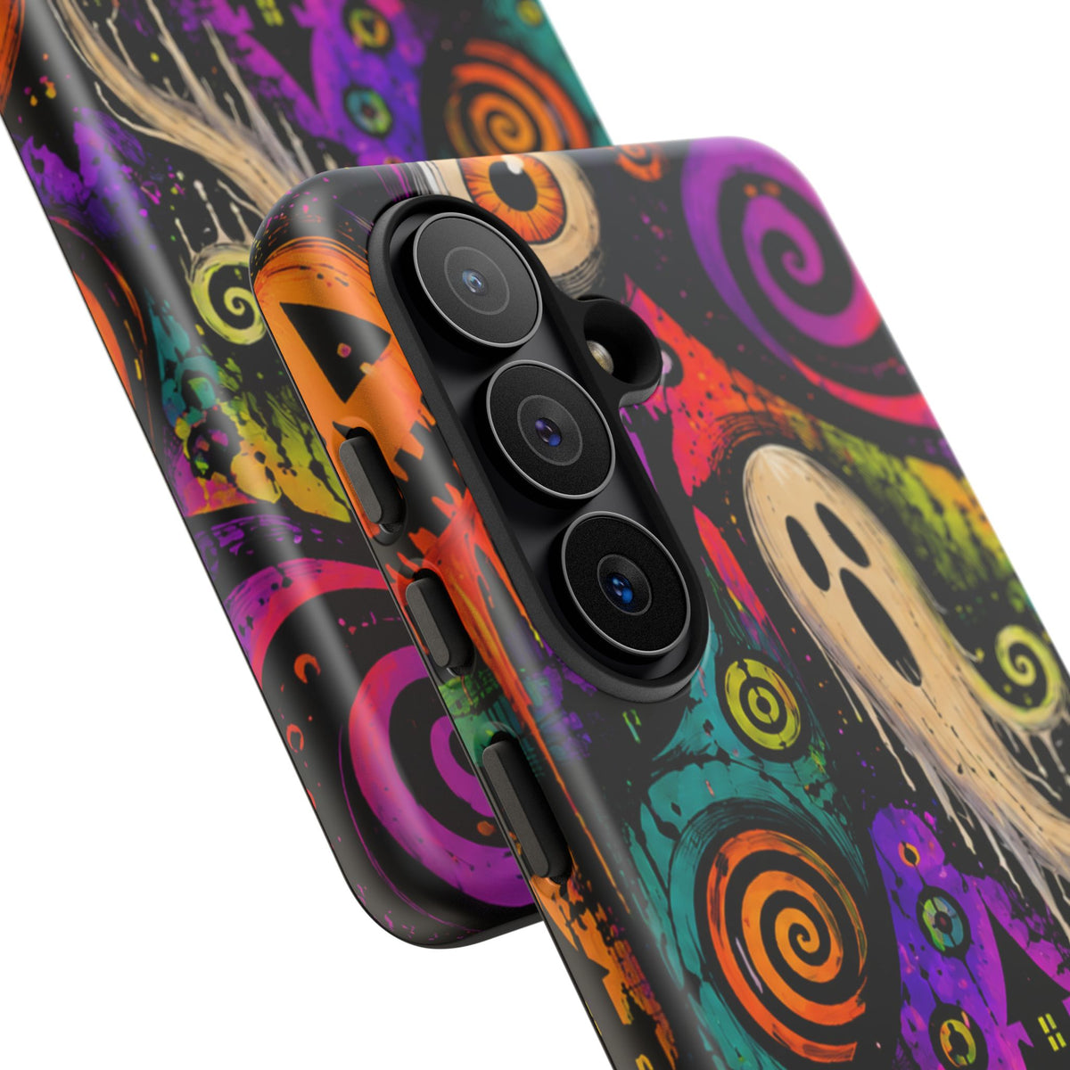 Halloween Ghost Phone Case — Colorful Spooky Skull & Haunted House Tough Case