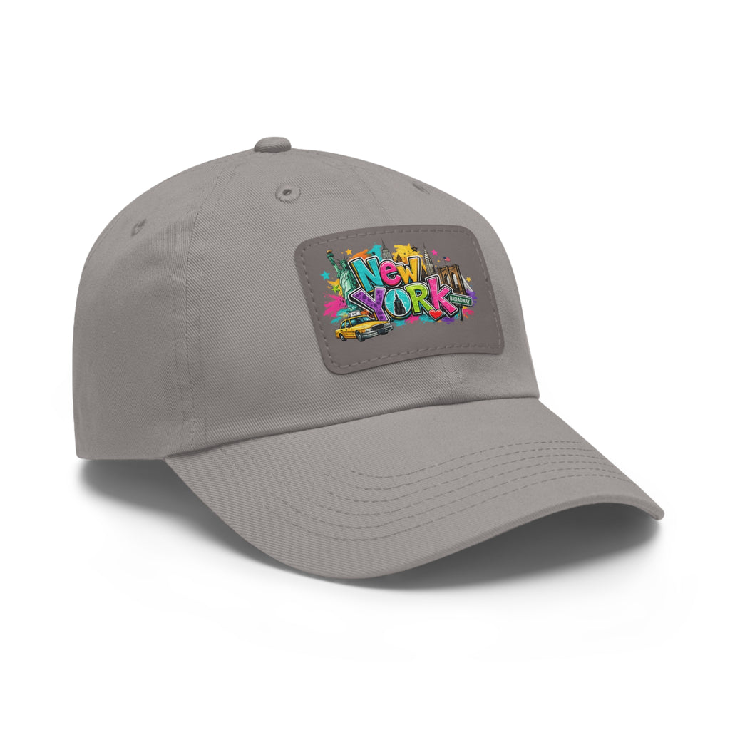 New York Graffiti Leather Patch Dad Hat | City Skyline
