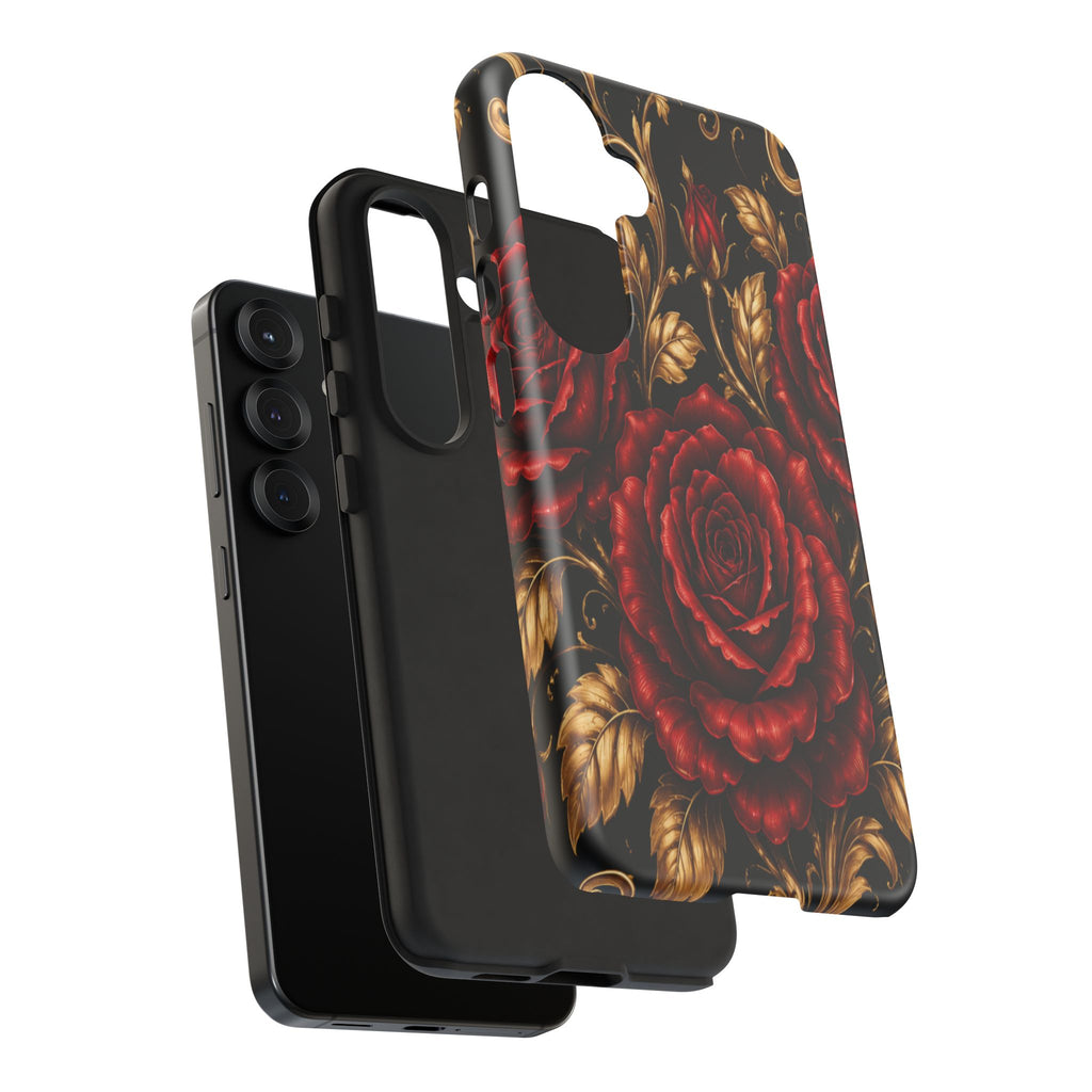 Tough Cases — Vintage Red Rose Floral Phone Case