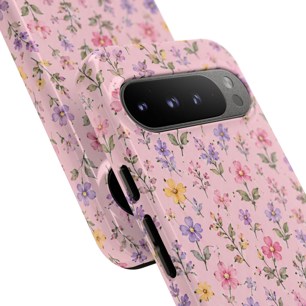 Floral Pink Tough Phone Case — Pastel Wildflower Protective Case