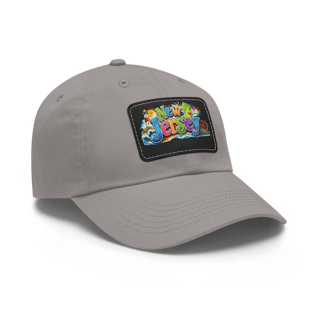 New Jersey Patch Logo Dad Hat | Leather Rectangle Patch