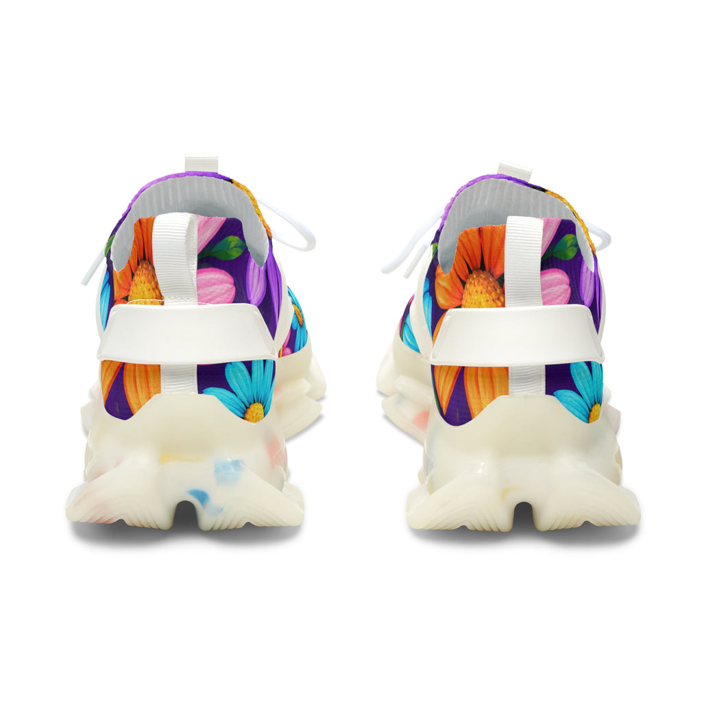 Floral Daisy Mesh Sneakers — Colorful Women's Athletic Shoes