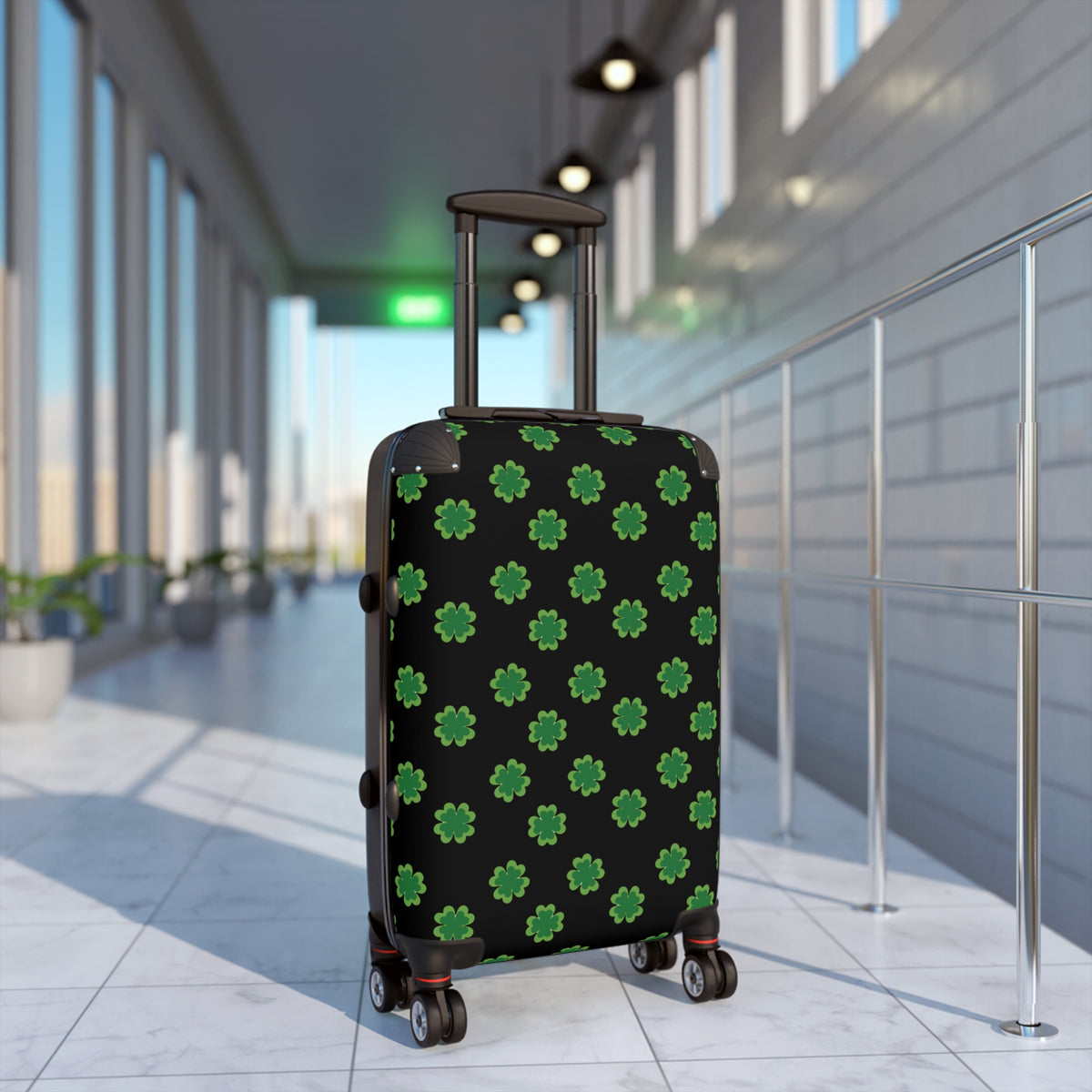 St. Patrick's Clover Suitcase — Green Shamrock Pattern Carry-On