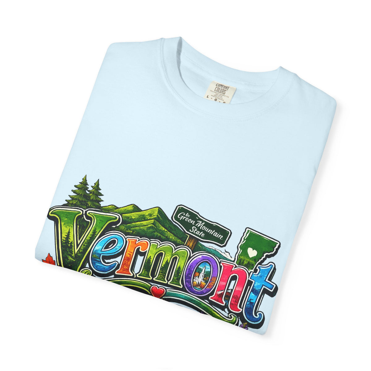 Vermont postcard collage T-shirt | State travel design