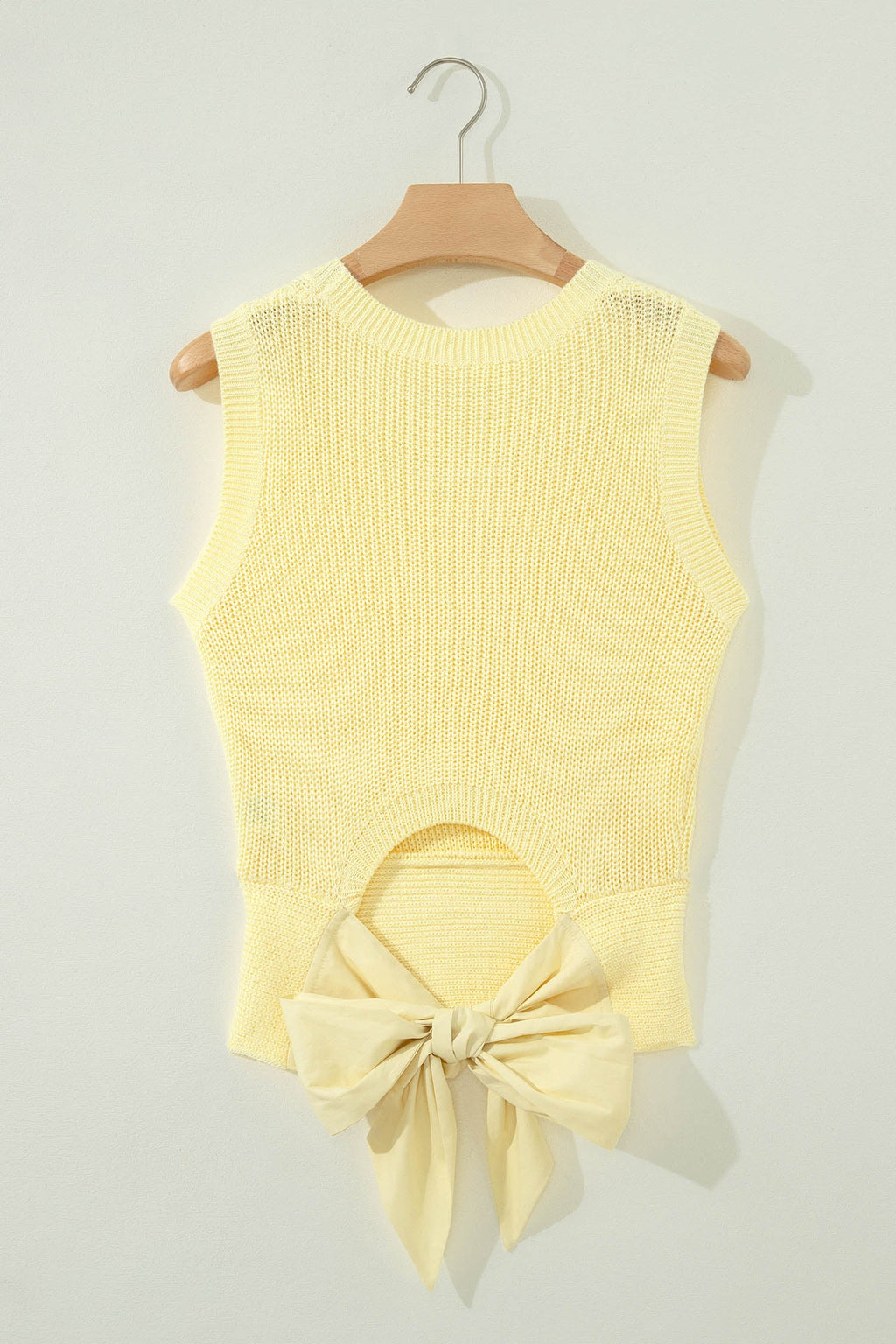 Solid Cropped Tie Back Cutout Sweater Knit Tank