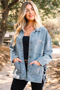 Denim Patch Pocket Side-Tie Jacket