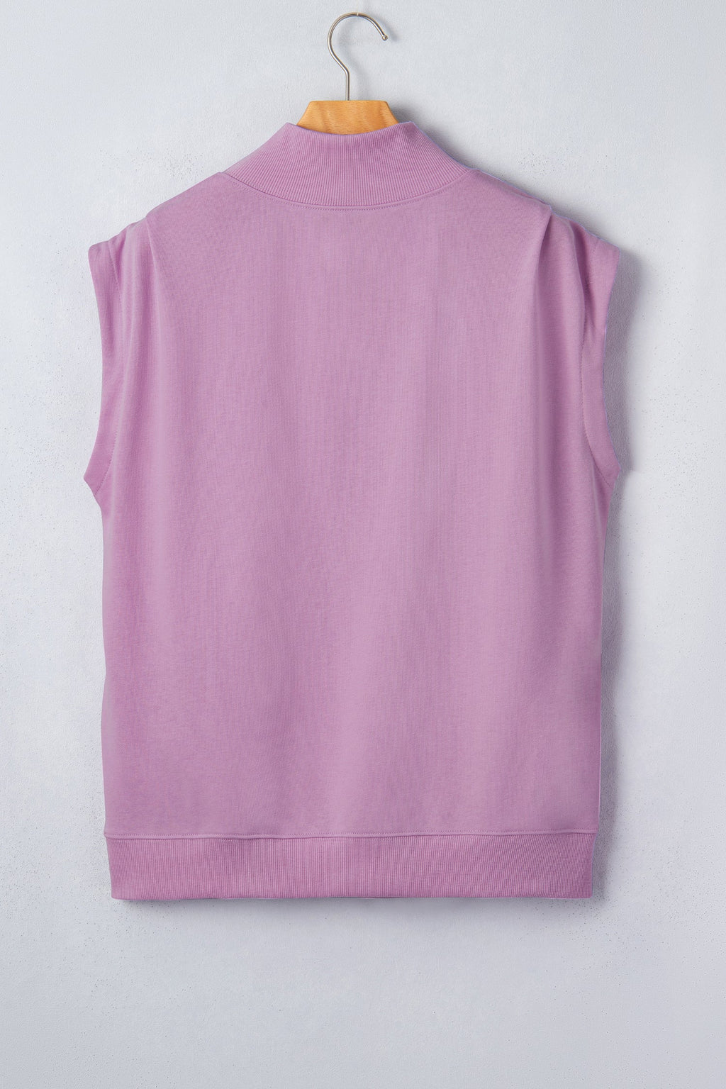 Solid Mock Neck Cap Sleeve Oversized Top