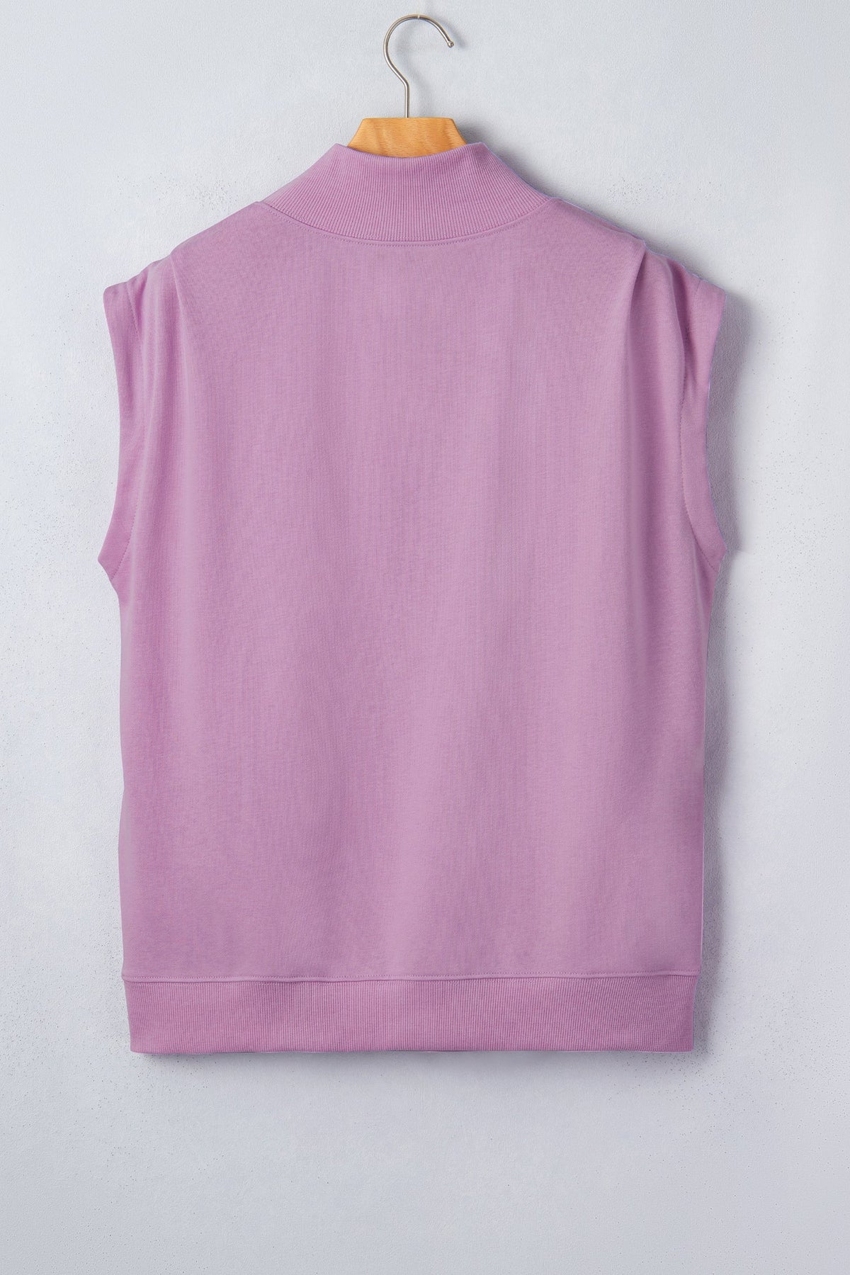 Solid Mock Neck Cap Sleeve Oversized Top