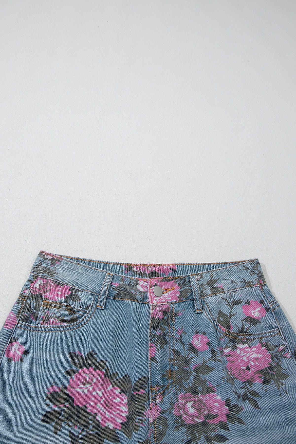 Floral Denim Wide Leg Jeans