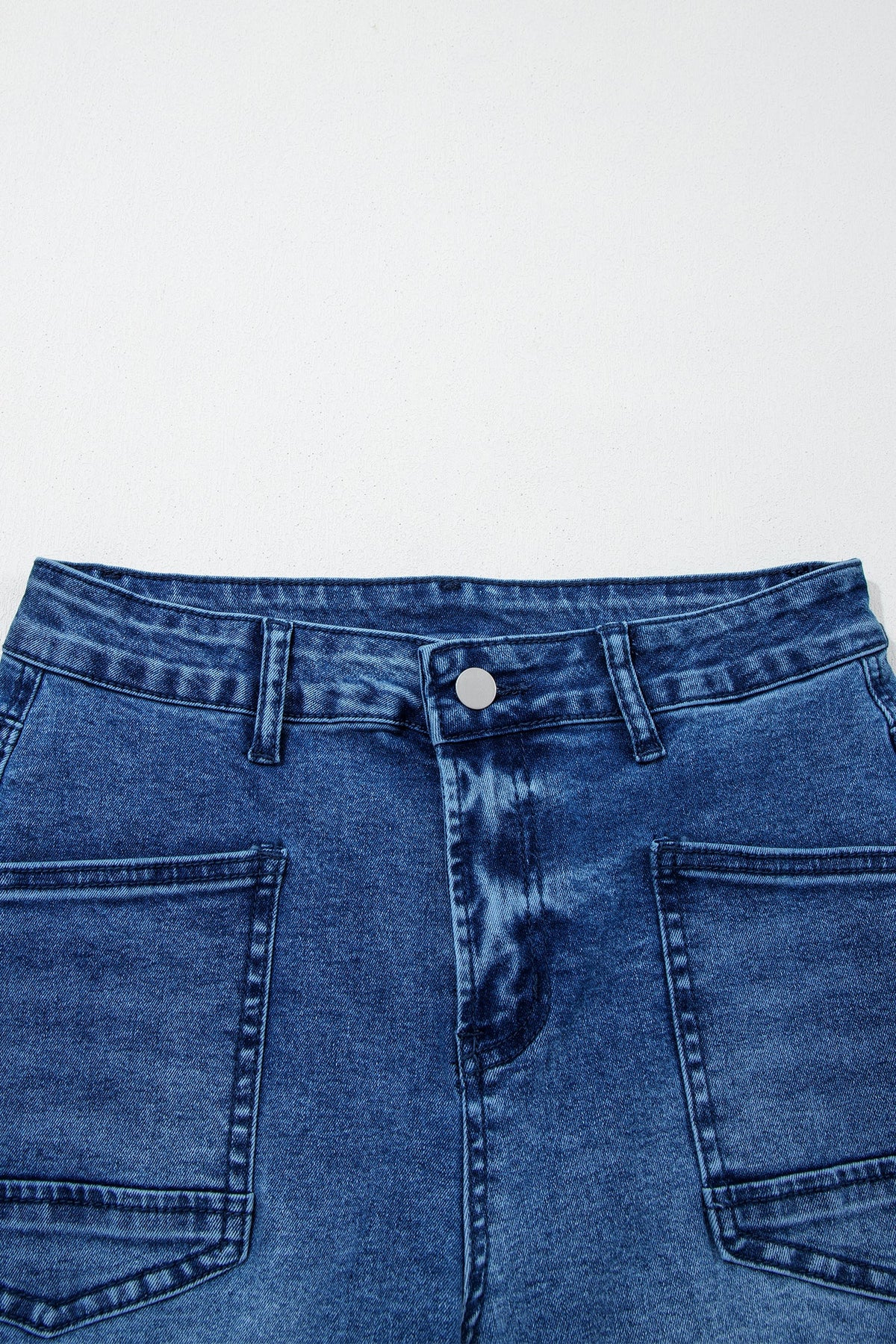Denim Frayed Hem Cropped Straight Leg Jeans