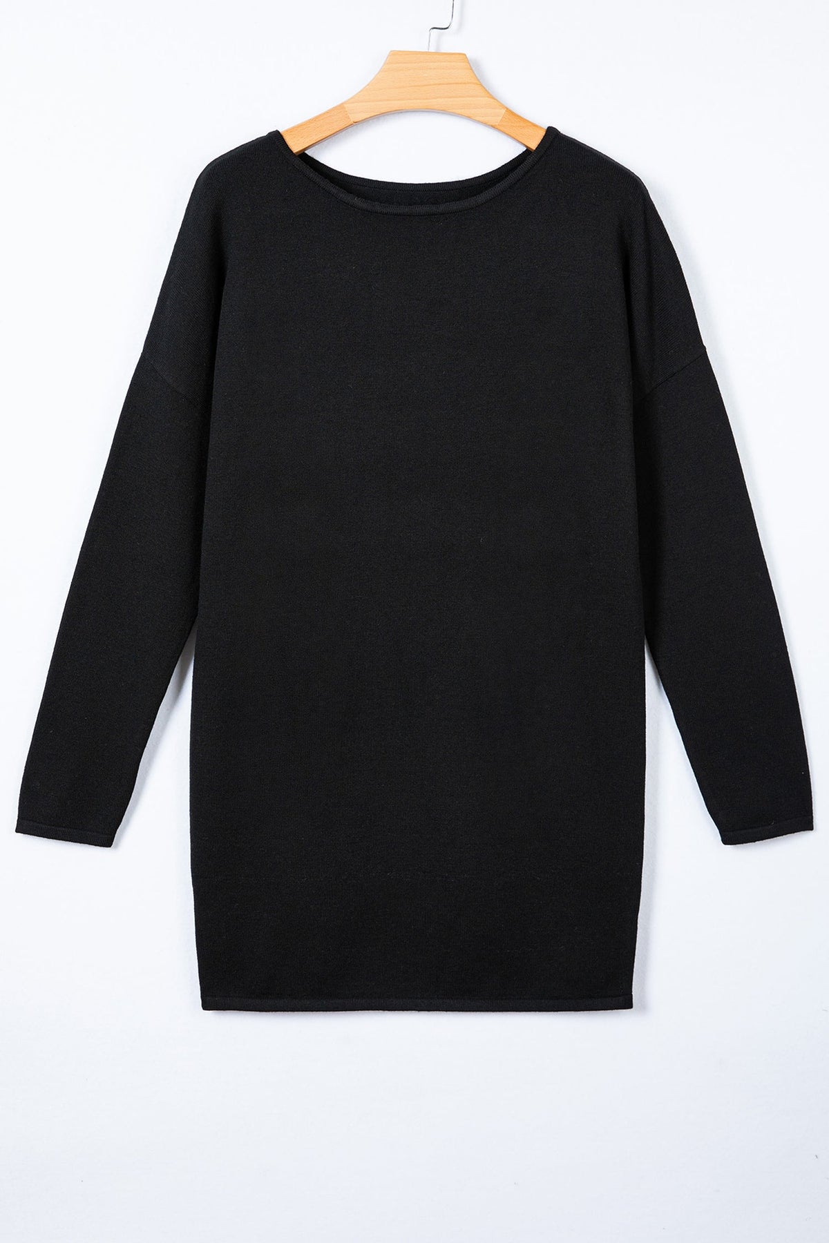 Solid Asymmetric Neck Sweater Mini Dress