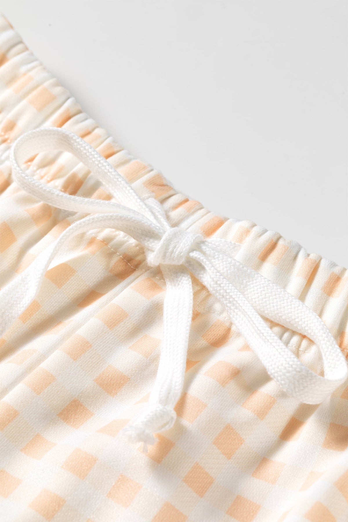 Gingham Plaid Baggy Pullover and Drawstring Shorts Set