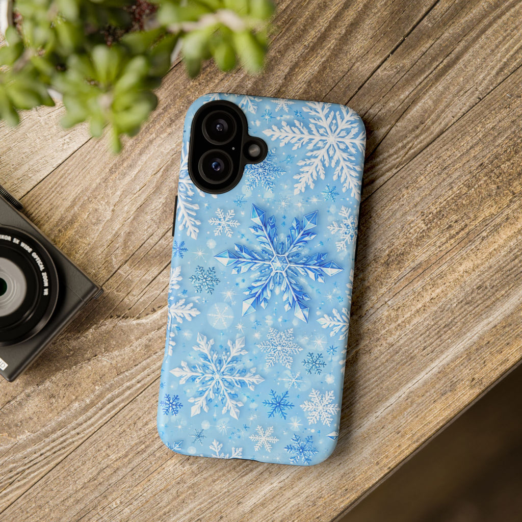 Winter Snowflake Tough Phone Case — Blue Holiday Protective Cover