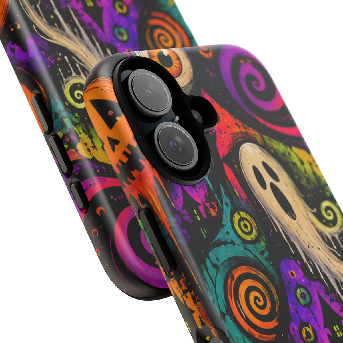 Halloween Ghost Phone Case — Colorful Spooky Skull & Haunted House Tough Case
