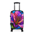 Floral Stained Glass Carry-On Suitcase — Vibrant Pink & Purple Travel Luggage