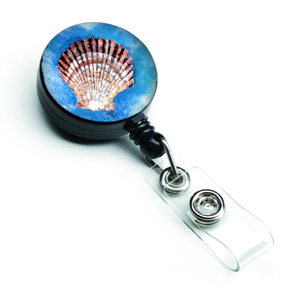 Scallop Sea Shell Retractable Badge Reel for Nurses ID Badge Holder with Clip Retractable Employee Badge Holder, Belt Clip