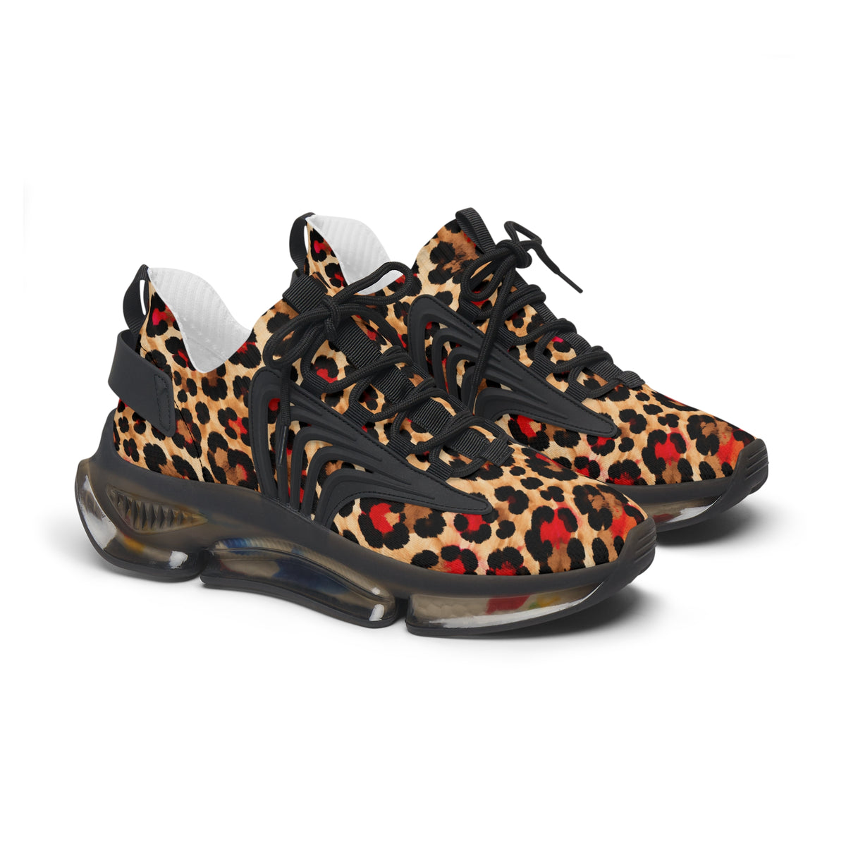 Leopard Print Women's Mesh Sneakers — Fashionable Animal-Print Athletic Shoes