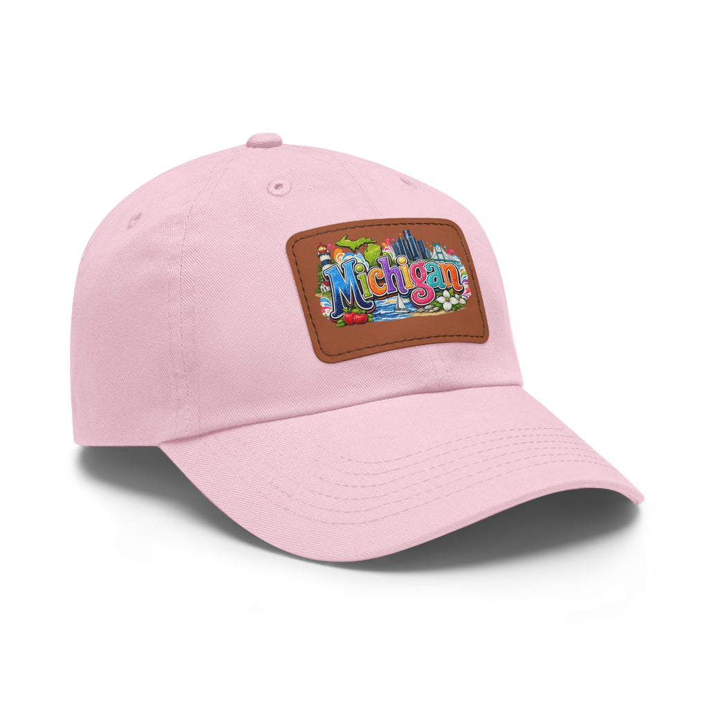 Michigan Patch Dad Hat | Leather Rectangle Patch