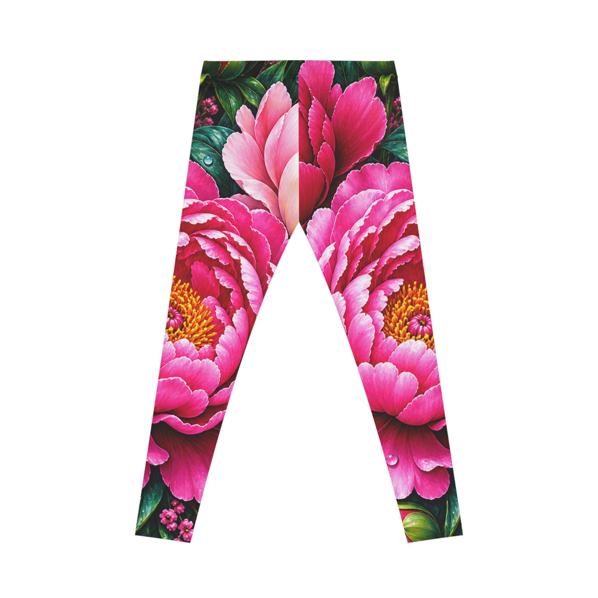 Floral Peony Print Leggings — Pink Garden All-Over-Print