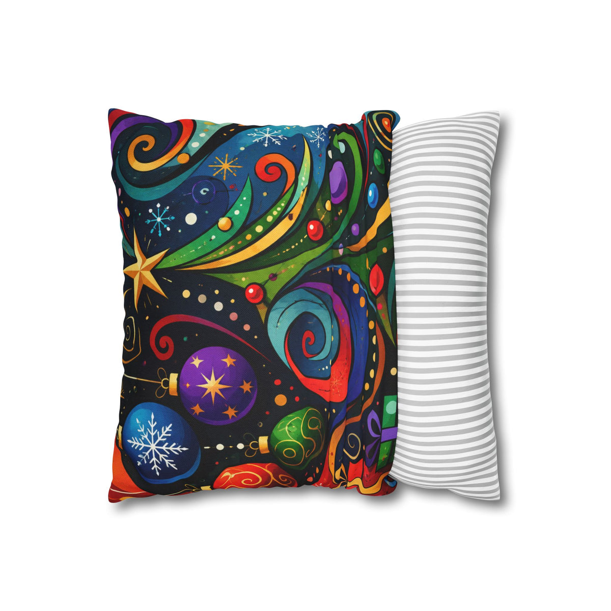 Colorful Swirl Christmas Tree Pillowcase | Square Pillowcase