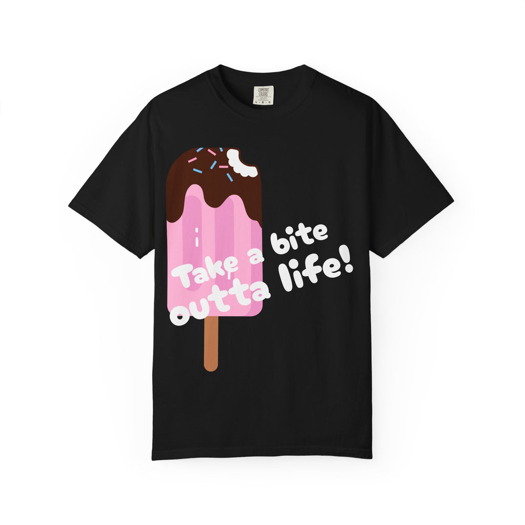 Ice Cream Graphic T-Shirt — "Take a Bite Outta Life" Cute Melting Popsicle Tee