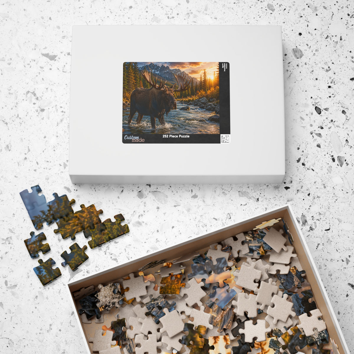 Moose River Sunset Puzzle — Scenic Nature Jigsaw (110–1014 pc)