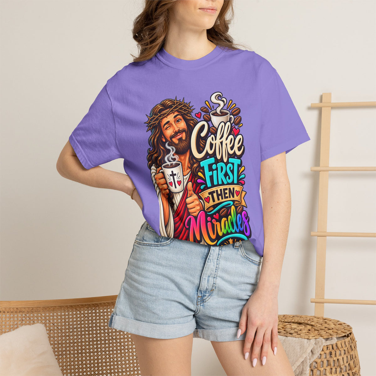 Coffee First Then Miracles Jesus T-Shirt