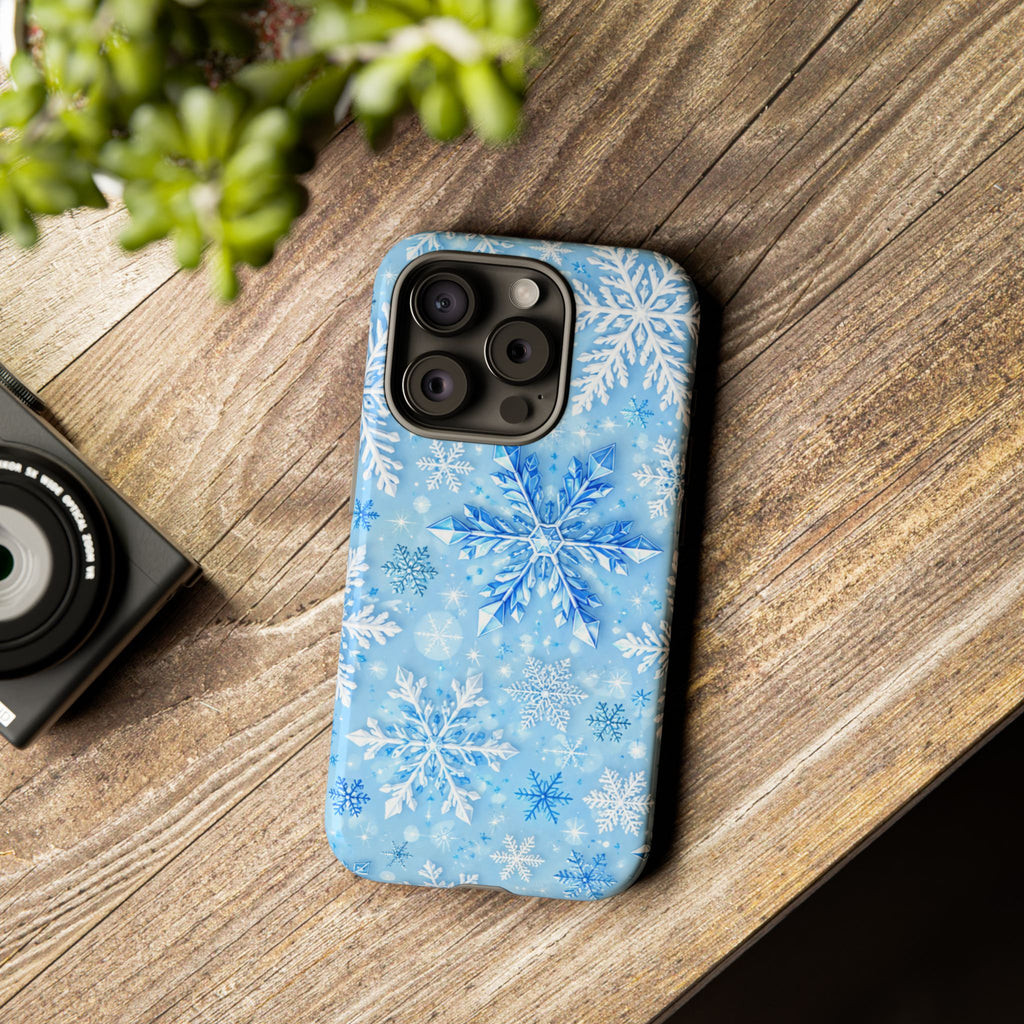 Winter Snowflake Tough Phone Case — Blue Holiday Protective Cover
